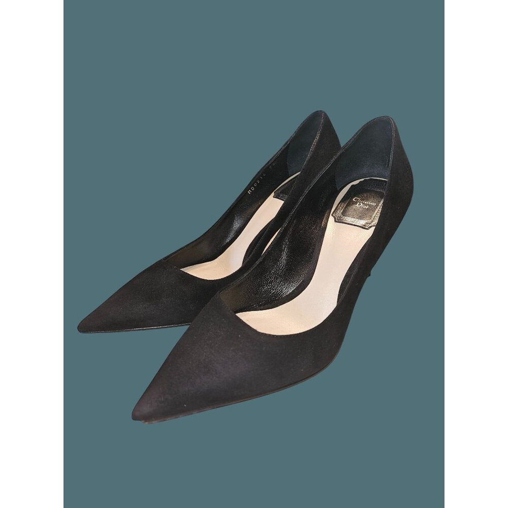 Christian Dior Essence Black Suede Pointy Toe Curved Heel Pumps Women Size 36 - Picture 8 of 16